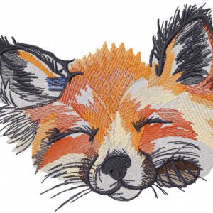 Sleeping fox muzzle embroidery design