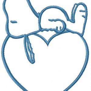 Snoopy with heart one colored embroidery design
