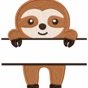 Sloth with monogram label embroidery design