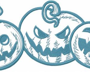 Smiling trio pumpkins embroidery design