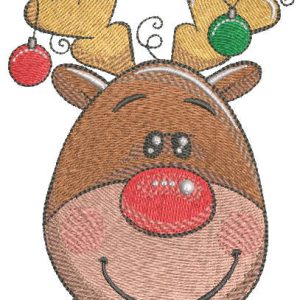 Smiling Christmas deer embroidery design