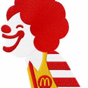 Smiling Ronald McDonald embroidery design
