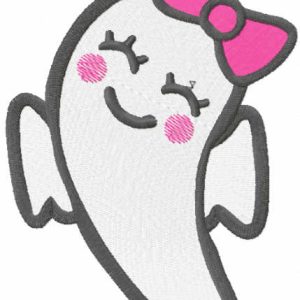 Smiling girl ghost embroidery design