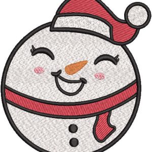 Smiling snowman ball embroidery design