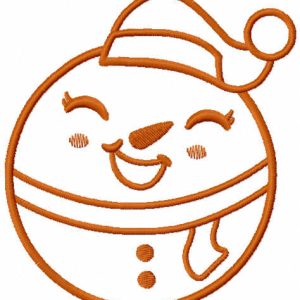 Smiling snowman ball one colored embroidery design