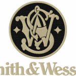 Vintage gun logo embroidery design