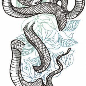 Snakes in jungle embroidery design