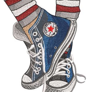 Sneakers and bright socks fashionable style embroidery design