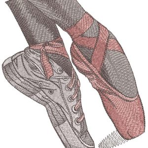 Sneakers and pointe shoes two way embroidery design