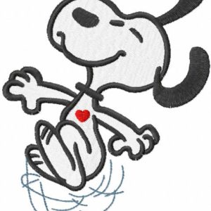 Snoopy jumping embroidery design