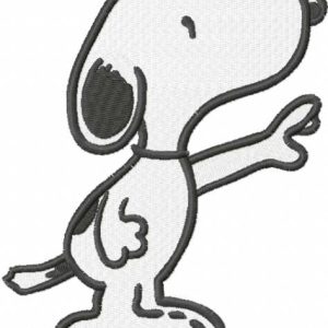 Snoopy waving his paw embroidery design