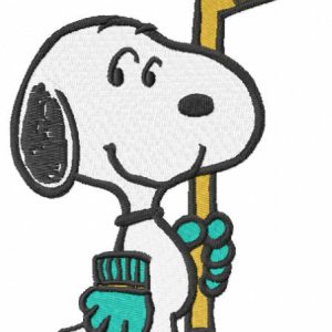 Snoopy hockey embroidery design