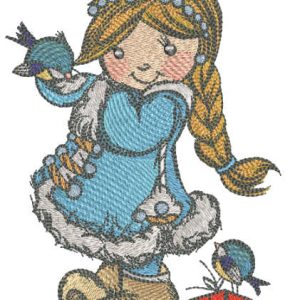 Snow Maiden with birds embroidery design