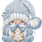 Snow gnome with christmas tree toy embroidery design
