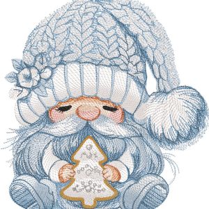 Snow gnome with christmas tree toy embroidery design