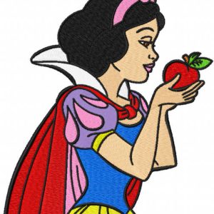 Snow white with apple embroidery design