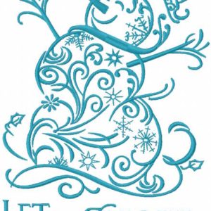 Snowman let it snow embroidery design