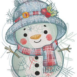Snowman bright Christmas embroidery design