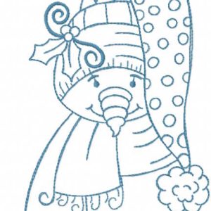 Snowman Christmas vintage style embroidery design