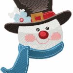 Snowman in top hat embroidery design