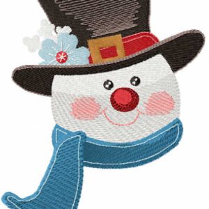 Snowman in top hat embroidery design