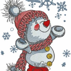 Snowmen playing with snowflakes embroidery design