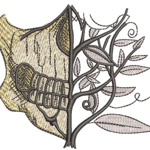 Spring skull facemask embroidery design