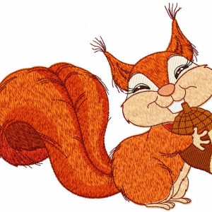 Squirrel with nuts embroidery design