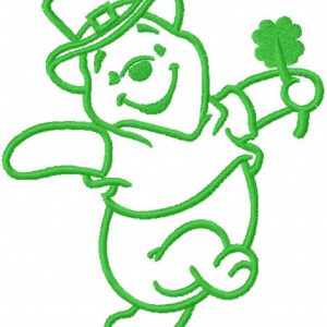 St patrick winnie pooh one colored embroidery design