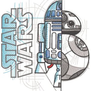 Star Wars BB 8 and R2-D2 embroidery design