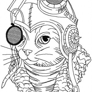 Steampunk cat embroidery design