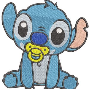 Stitch baby with pacifier embroidery design