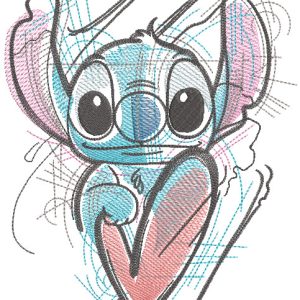 Stitch love art sketch embroidery design