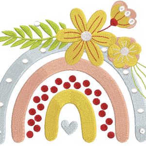 Summer flower rainbow embroidery design