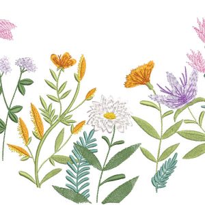 Summer meadow semicircle embroidery design