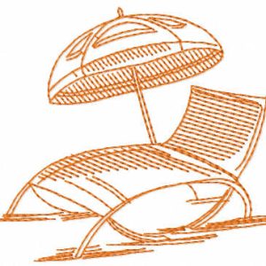 Summer beach deck chair embroidery design