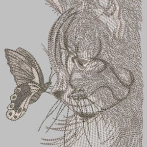 Summer meeting cat and butterfly embroidery design