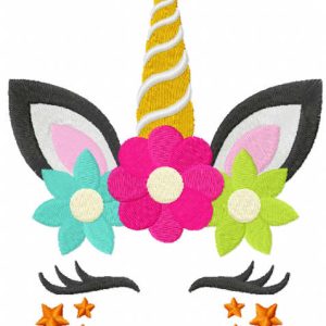 Summer star unicorn embroidery design