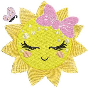 Sun and butterfly embroidery design