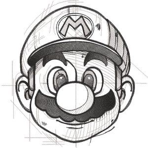 Super Mario art sketch embroidery design
