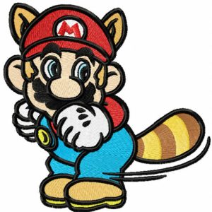 Super Mario raccoon embroidery design
