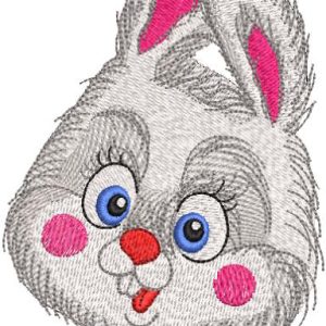 Surprised bunny with scarf embroidery design