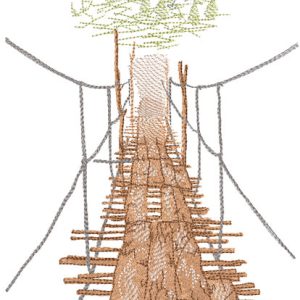 Suspension bridge to the castle embroidery design