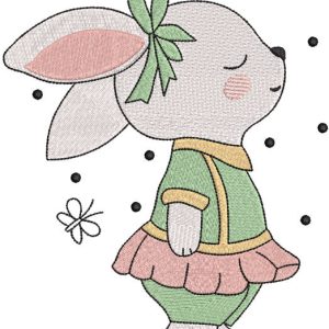 Sweet baby bunny girl vintage embroidery design