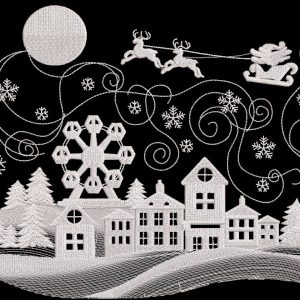 Sweet city celebrates Christmas embroidery design