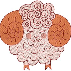 Sweet ram embroidery design