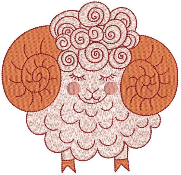 Sweet ram embroidery design