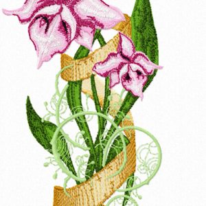 Orchids with Banner embroidery design