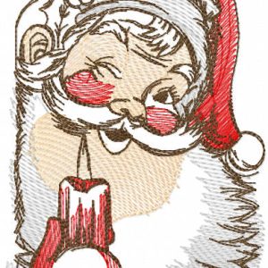Tattered Santa Claus with lantern embroidery design