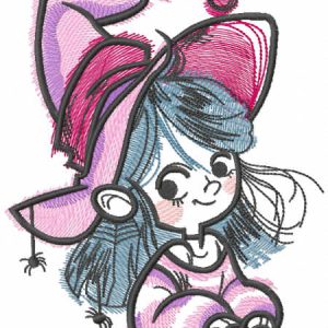 Tattered halloween witch embroidery design